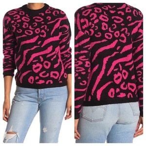 Elodie Animal Print Crew Neck‎ Sweater XS NWT